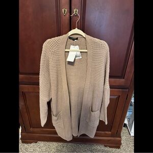 YIBOCK Cozy Tan Open-Front Sweater